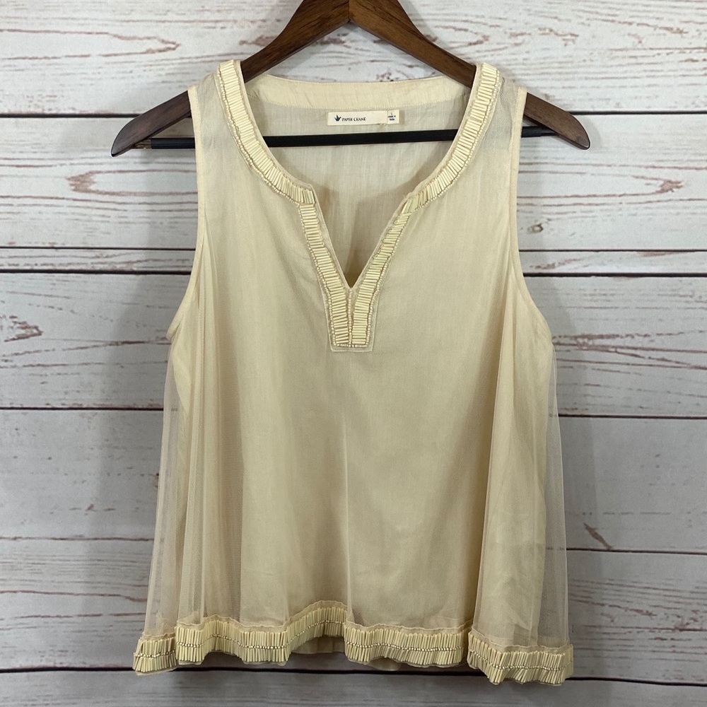 Anthropologie. Paper Crane. Beaded Blouse